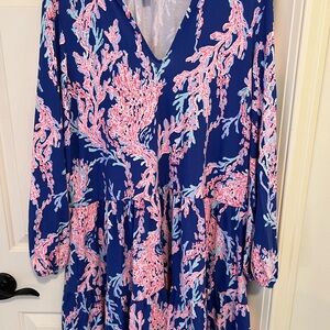 Lilly Pulitzer Vibrant Blue and Pink Patterned Dress
